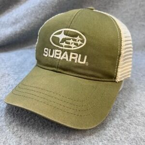 Subaru Logo Mens Green Subaru Trucker Hat Adventure Snapback OSFA
